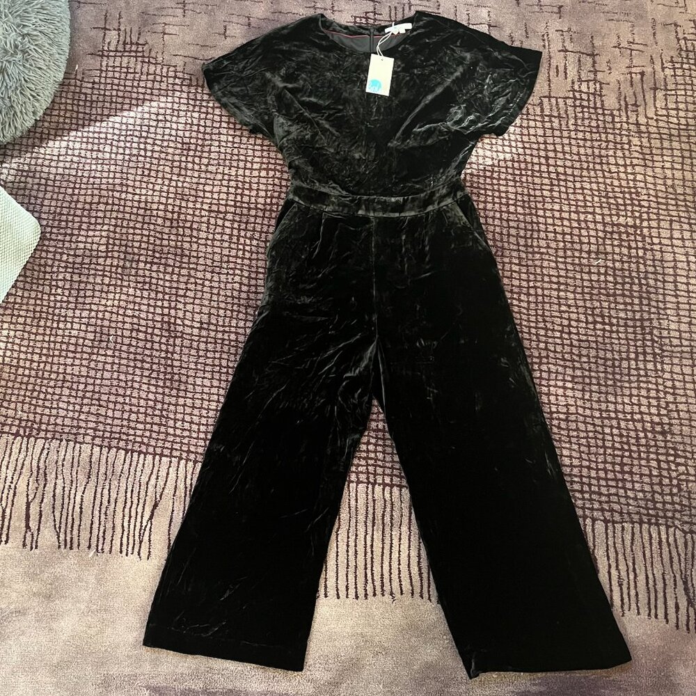 NWT Boden Black Velvet and Silk Aston Jumpsuit Size  Size 8R
